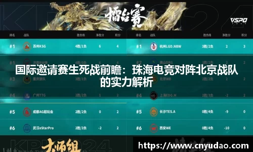 国际邀请赛生死战前瞻：珠海电竞对阵北京战队的实力解析