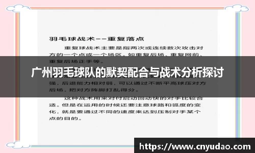 广州羽毛球队的默契配合与战术分析探讨
